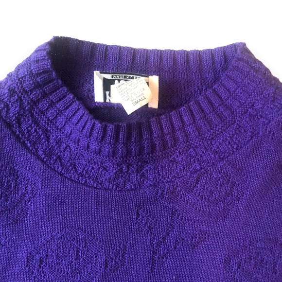 Vintage Purple Floral Textured Sweater By Kenneth too! Small - Picture 7 of 7